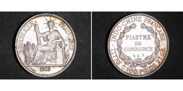 1 Piastre Indocina francese (1887-1954) Argento 