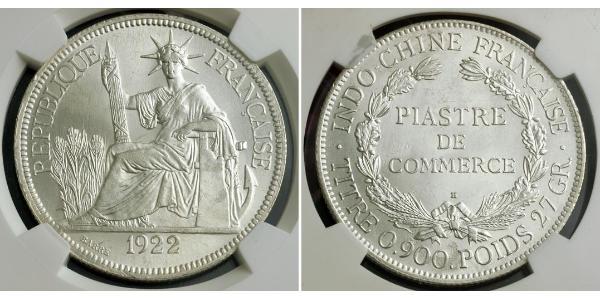 1 Piastre Indocina francese (1887-1954) Argento 