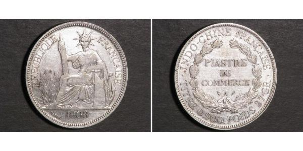 1 Piastre Indocina francese (1887-1954) Argento 