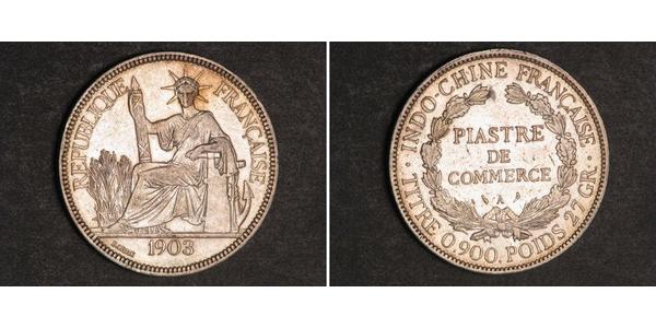 1 Piastre Indocina francese (1887-1954) Argento 