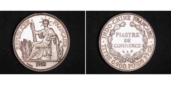 1 Piastre Indocina francese (1887-1954) Argento 