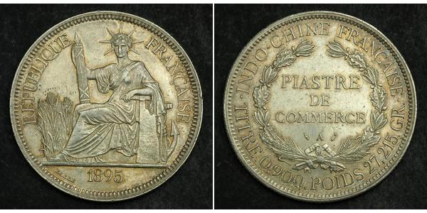 1 Piastre Indocina francese (1887-1954) Argento 