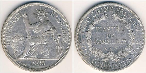 1 Piastre Indocina francese (1887-1954) Argento 