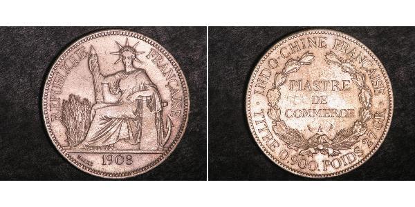 1 Piastre Indocina francese (1887-1954) Argento 