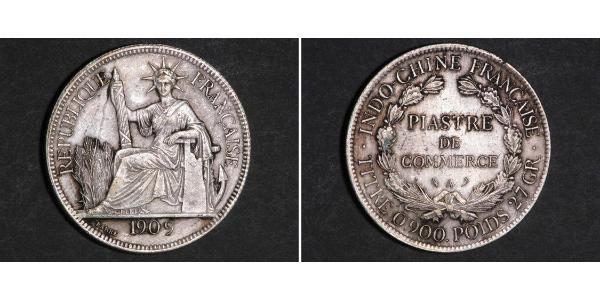 1 Piastre Indocina francese (1887-1954) Argento 