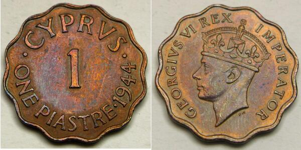 1 Piastre British Cyprus (1878 - 1960) Bronze Georg VI (1895-1952)