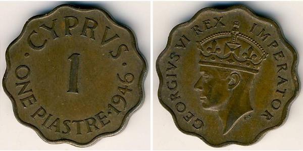 1 Piastre British Cyprus (1878 - 1960) Bronzo Giorgio VI (1895-1952)