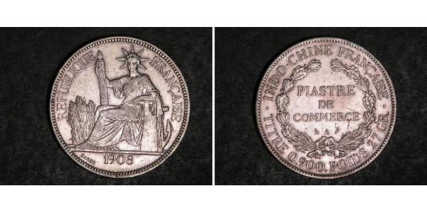 1 Piastre Indochina francesa (1887-1954) Plata 