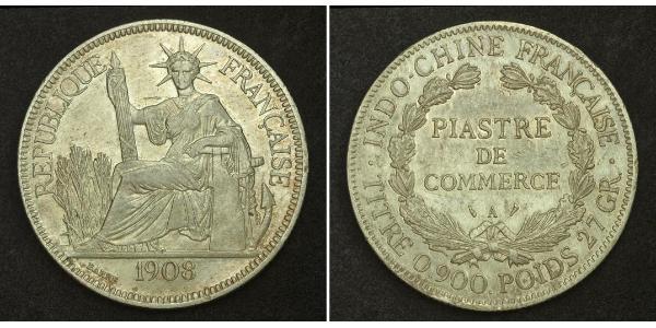 1 Piastre Indochina francesa (1887-1954) Plata 