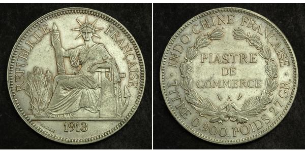 1 Piastre Französisch-Indochina (1887-1954) Silber 