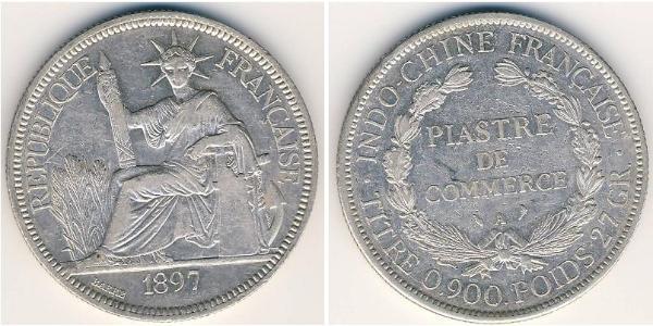 1 Piastre French Indochina (1887-1954) 銀 