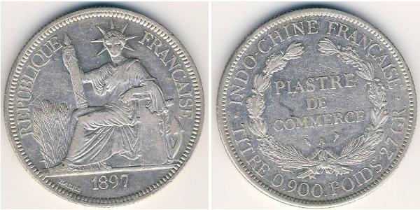 1 Piastre French Indochina (1887-1954) 銀 