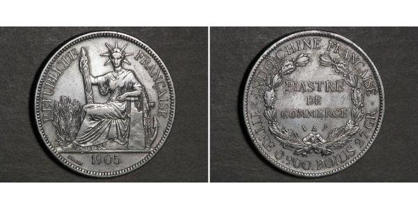1 Piastre French Indochina (1887-1954) 銀 
