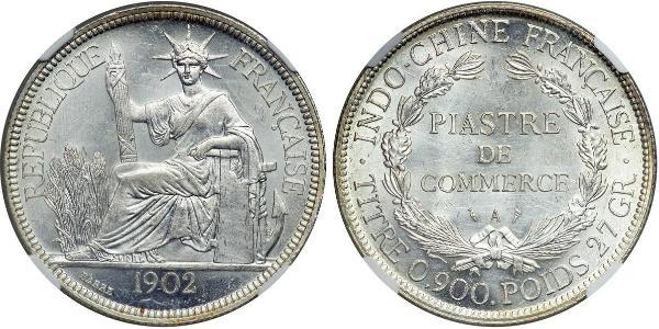 1 Piastre French Indochina (1887-1954) 銀 