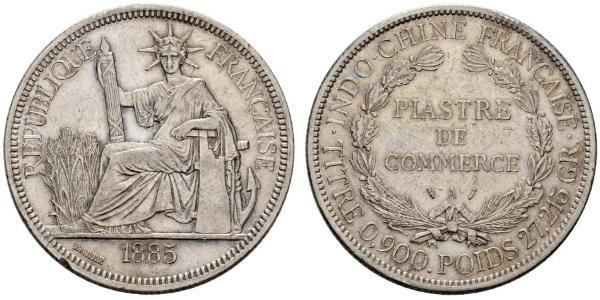 1 Piastre French Indochina (1887-1954) 銀 