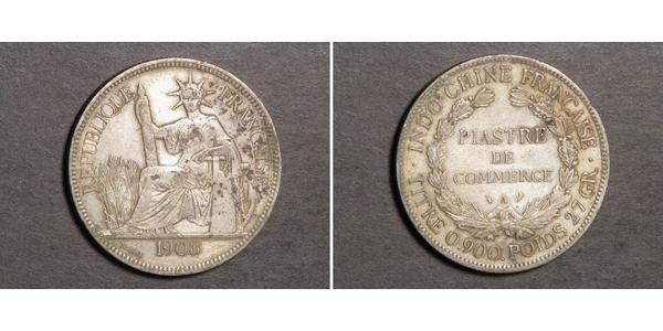 1 Piastre French Indochina (1887-1954) 銀 
