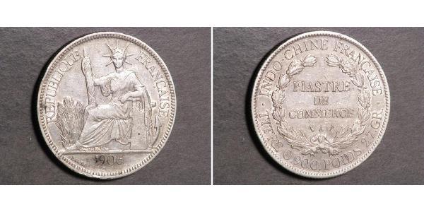 1 Piastre French Indochina (1887-1954) 銀 