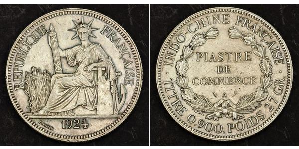 1 Piastre French Indochina (1887-1954) 銀 