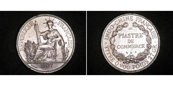 1 Piastre French Indochina (1887-1954) 銀 