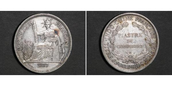 1 Piastre French Indochina (1887-1954) 銀 