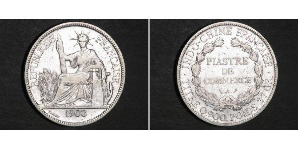 1 Piastre French Indochina (1887-1954) 銀 