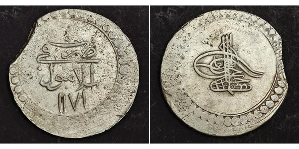 1 Piastre 奥斯曼帝国 (1299 - 1923) 銀 穆斯塔法三世 (1717 - 1774)
