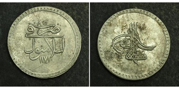 1 Piastre 奥斯曼帝国 (1299 - 1923) 銀 穆斯塔法三世 (1717 - 1774)