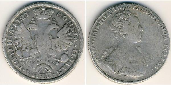 1 Poltina Empire russe (1720-1917) Argent Catherine I (1684-1727)