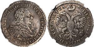 1 Poltina Impero russo (1720-1917) Argento Pietro I di Russia(1672-1725)