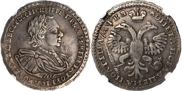 1 Poltina Impero russo (1720-1917) Argento Pietro I di Russia(1672-1725)