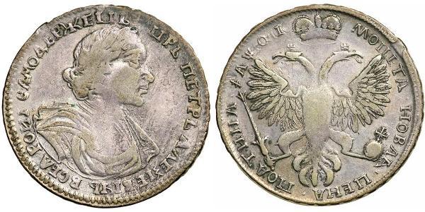 1 Poltina Impero russo (1720-1917) Argento Pietro I di Russia(1672-1725)