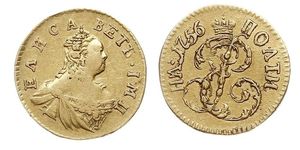 1 Poltina Russisches Reich (1720-1917) Gold Jelisaweta I Petrowna (1709-1762)