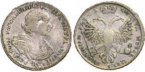 1 Poltina Imperio ruso (1720-1917) Plata Pedro I de Rusia(1672-1725)