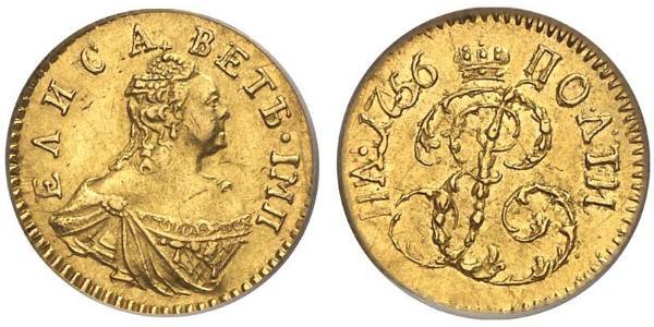 1 Poltina 俄罗斯帝国 (1721 - 1917) 金 Jelisaweta I Petrowna (1709-1762)