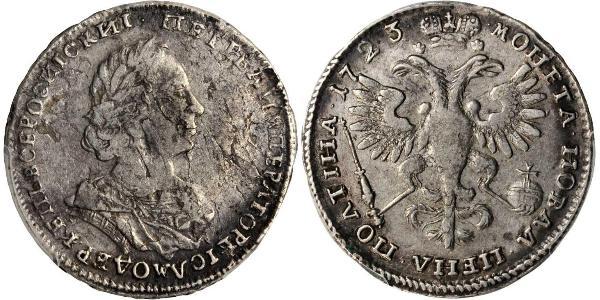 1 Poltina / 1/2 Ruble Russian Empire (1720-1917) Silver Peter the Great (1672-1725)