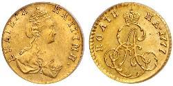 1 Poltina / 1/2 Ruble 俄罗斯帝国 (1721 - 1917) 金 叶卡捷琳娜二世 (1729-1796)