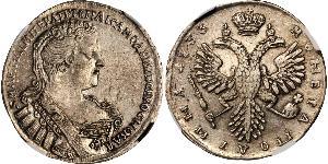 1 Poltina / 1/2 Ruble 俄罗斯帝国 (1721 - 1917) 銀 安娜·伊凡诺芙娜·罗曼诺娃 (1693-1740)