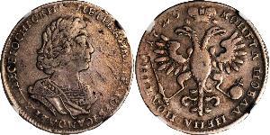 1 Poltina / 1/2 Ruble 俄罗斯帝国 (1721 - 1917) 銀 彼得大帝(1672-1725)