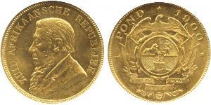 1 Pond South Africa Gold Paul Kruger (1825 - 1904)