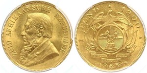 1 Pond South Africa Gold Paul Kruger (1825 - 1904)