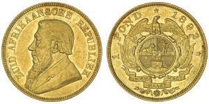 1 Pond South Africa Gold Paul Kruger (1825 - 1904)