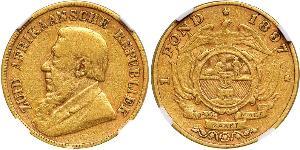 1 Pond South Africa Gold Paul Kruger (1825 - 1904)