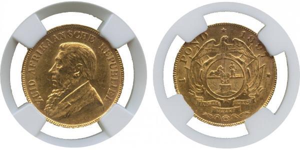 1 Pond South Africa Gold Paul Kruger (1825 - 1904)