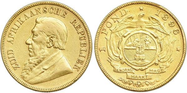 1 Pond South Africa Gold Paul Kruger (1825 - 1904)