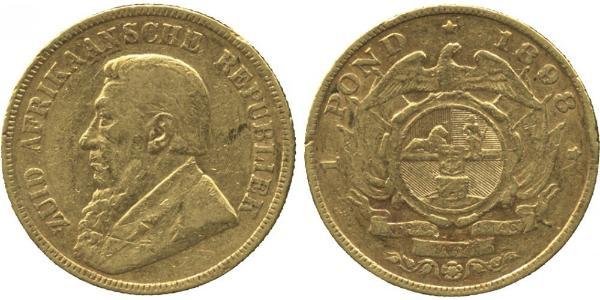 1 Pond South Africa Gold Paul Kruger (1825 - 1904)