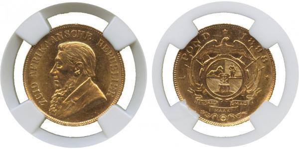 1 Pond South Africa Gold Paul Kruger (1825 - 1904)