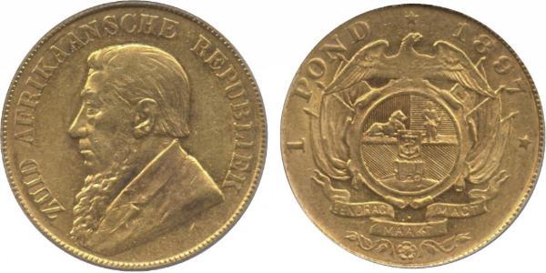 1 Pond South Africa Gold Paul Kruger (1825 - 1904)