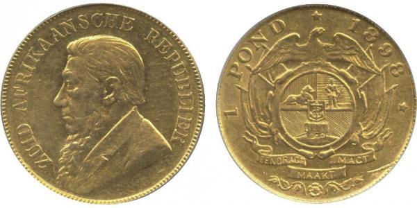 1 Pond South Africa Gold Paul Kruger (1825 - 1904)