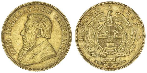 1 Pond South Africa Gold Paul Kruger (1825 - 1904)