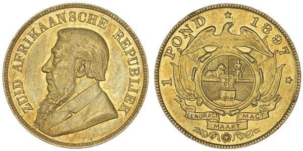 1 Pond Südafrika Gold Paul Kruger (1825 - 1904)